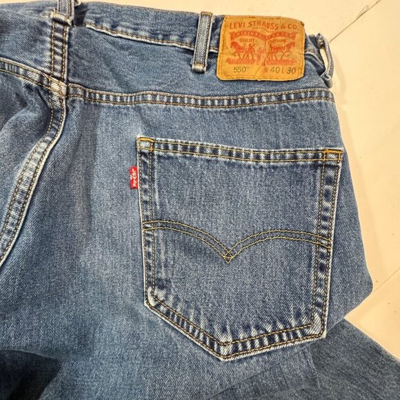 Levis 550 Relaxed Fit Jeans Mens 40x30 Blue Denim Classic Straight Leg StoneWash - Picture 8 of 14